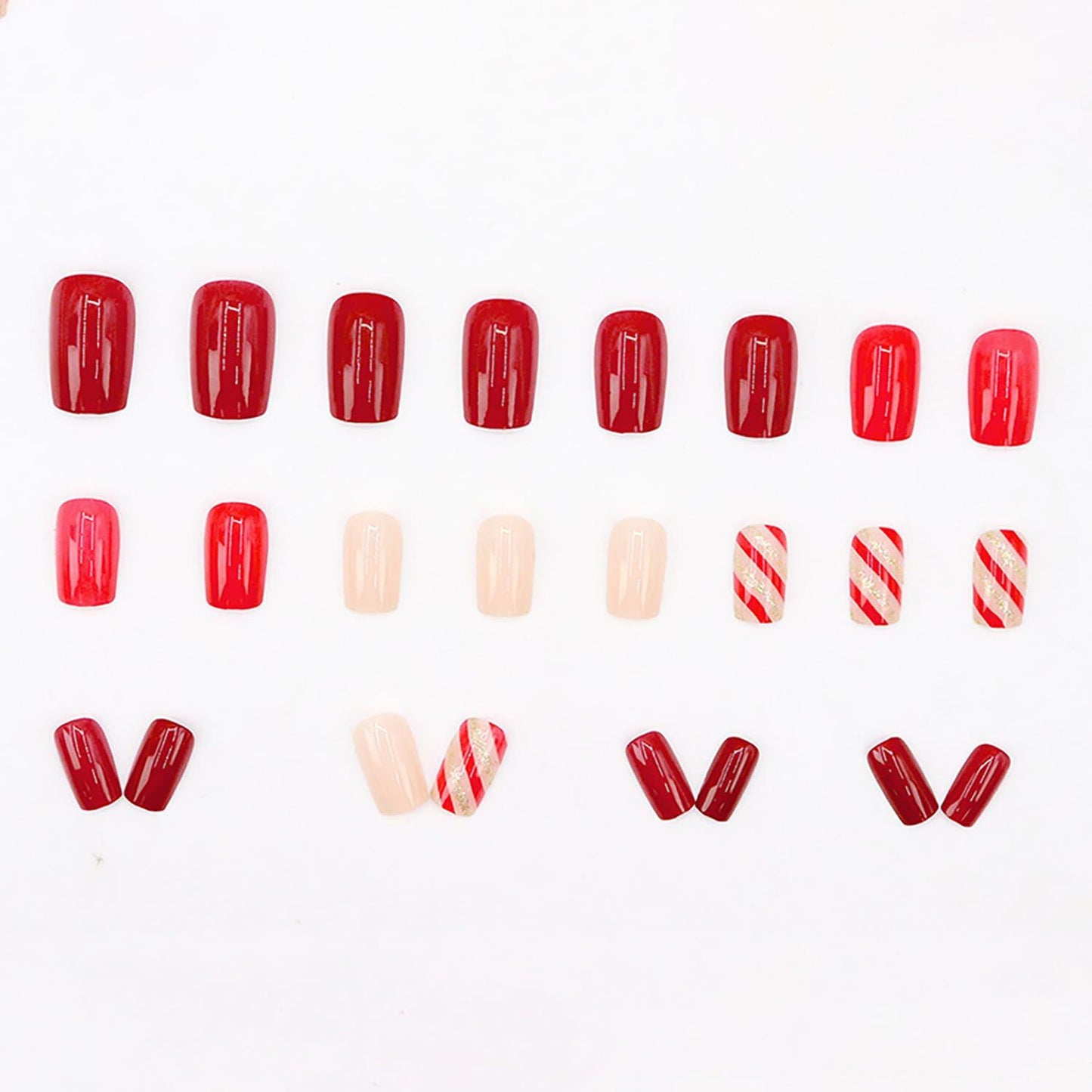 RIICFDD Christmas Press On Nails 24 Pcs White Snowflake Short Square Fake