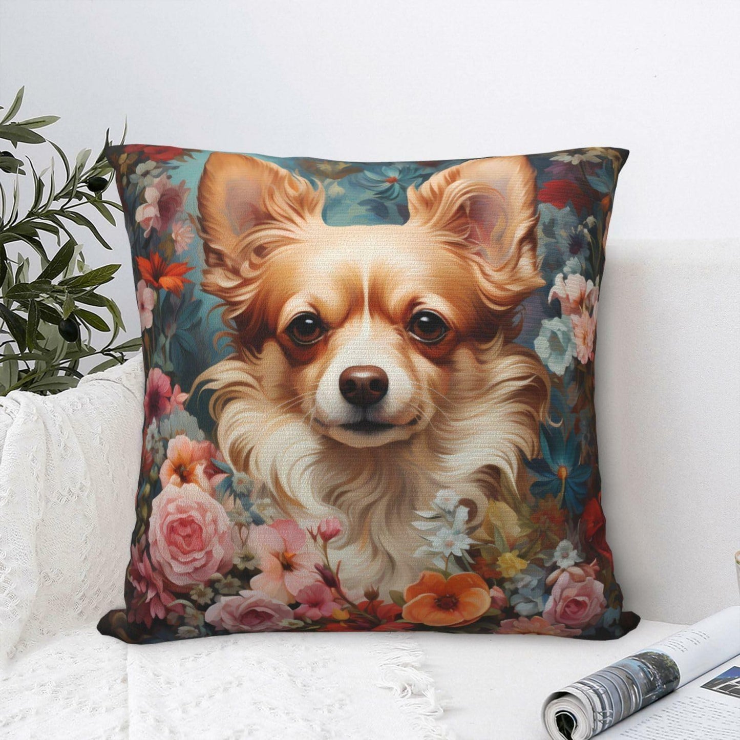 Keebik William Morris Dog Throw Pillow Cover Vintage Style Soft 18x18 Inch