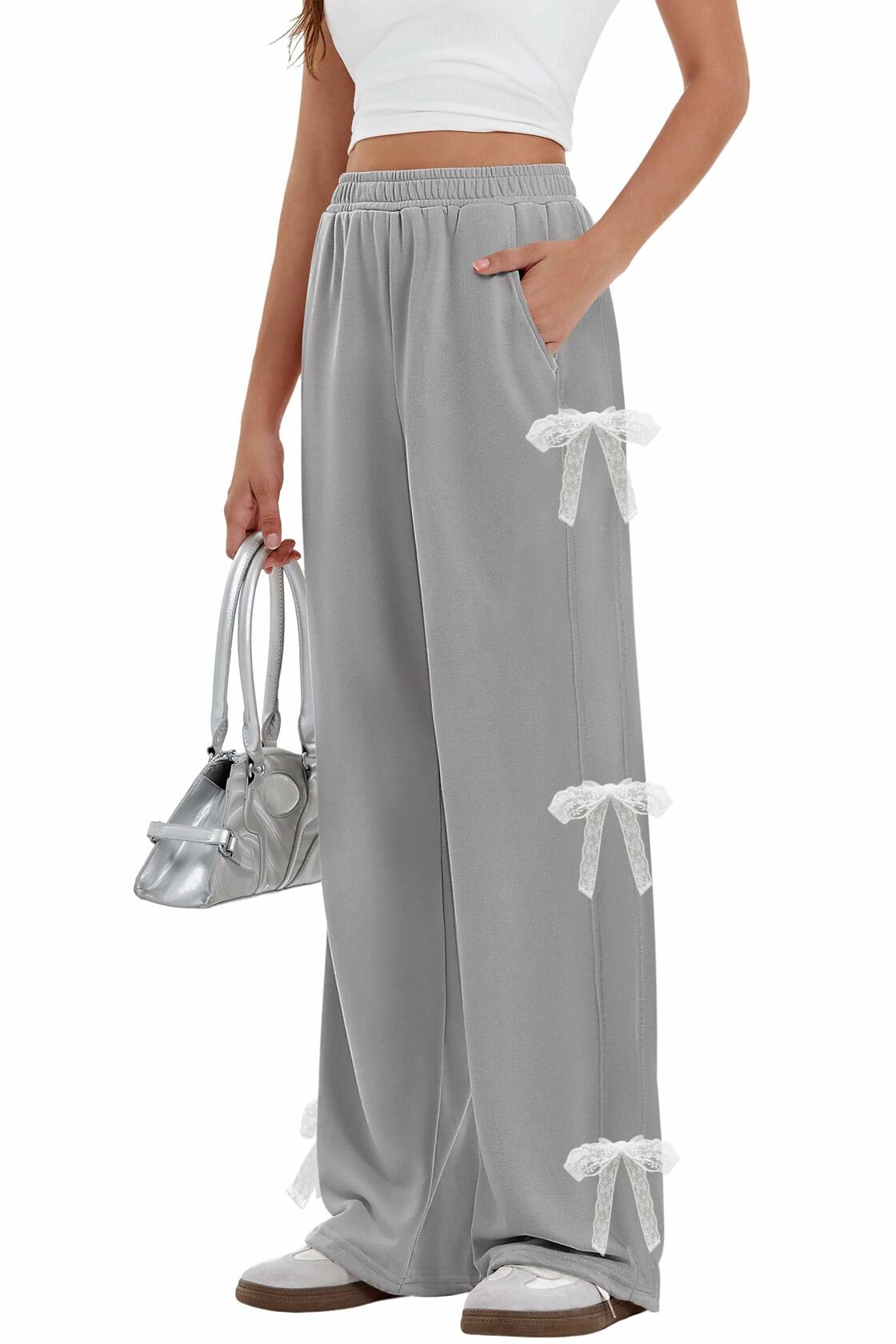 Yousify Women's Wide Leg Sweatpants High Waisted Baggy with Pockets - Size XXL