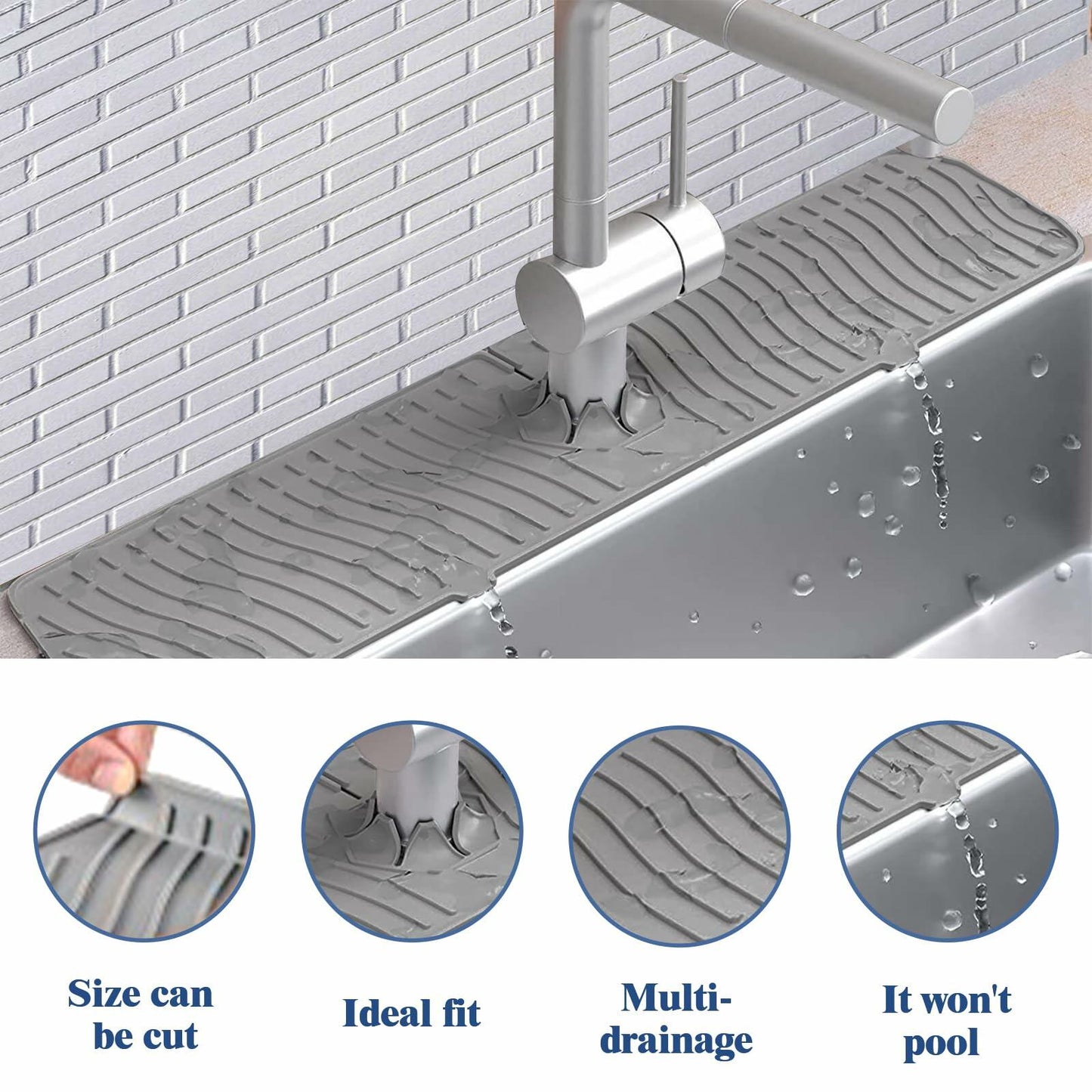 Kitchen Sink Splash Guard Silicone Faucet Mat Drip Catcher Multipurpose