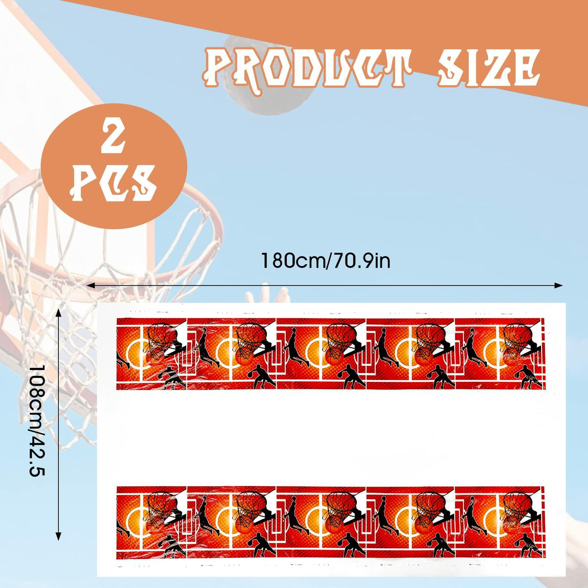 Aiyorse Basketball Tablecloth 71x43in Disposable Waterproof Plastic Table Cover