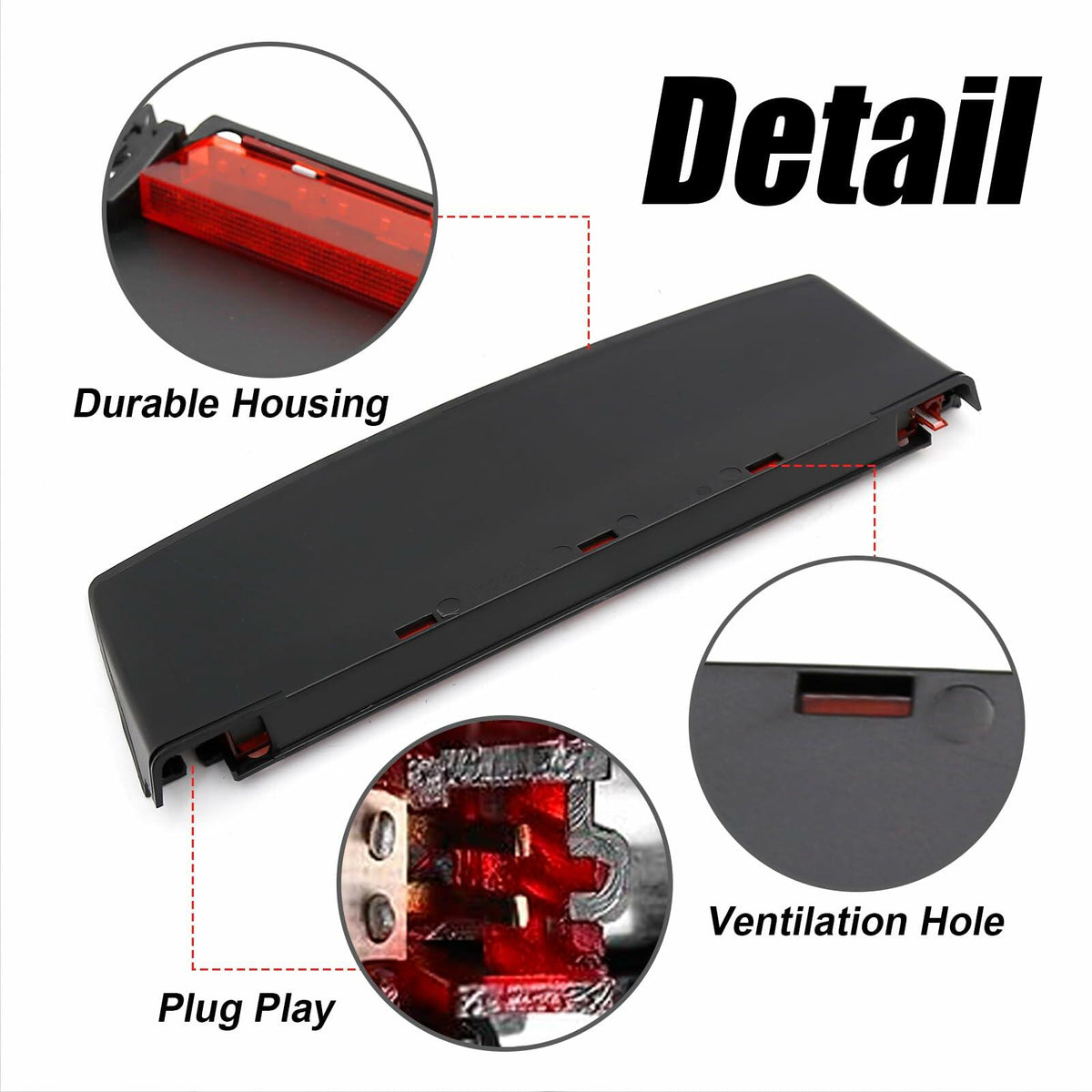 EATAKWARD 8K5945097 Tail High Mount Brake Stop Light Black Red Housing