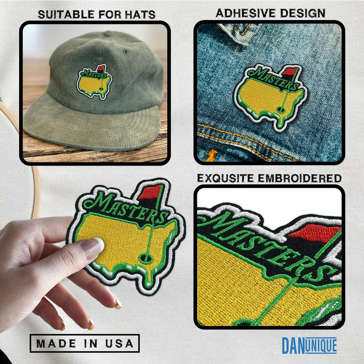Golf Master Embroidered Patch Iron On Sew On 3 Inch for Caps Bags Hats