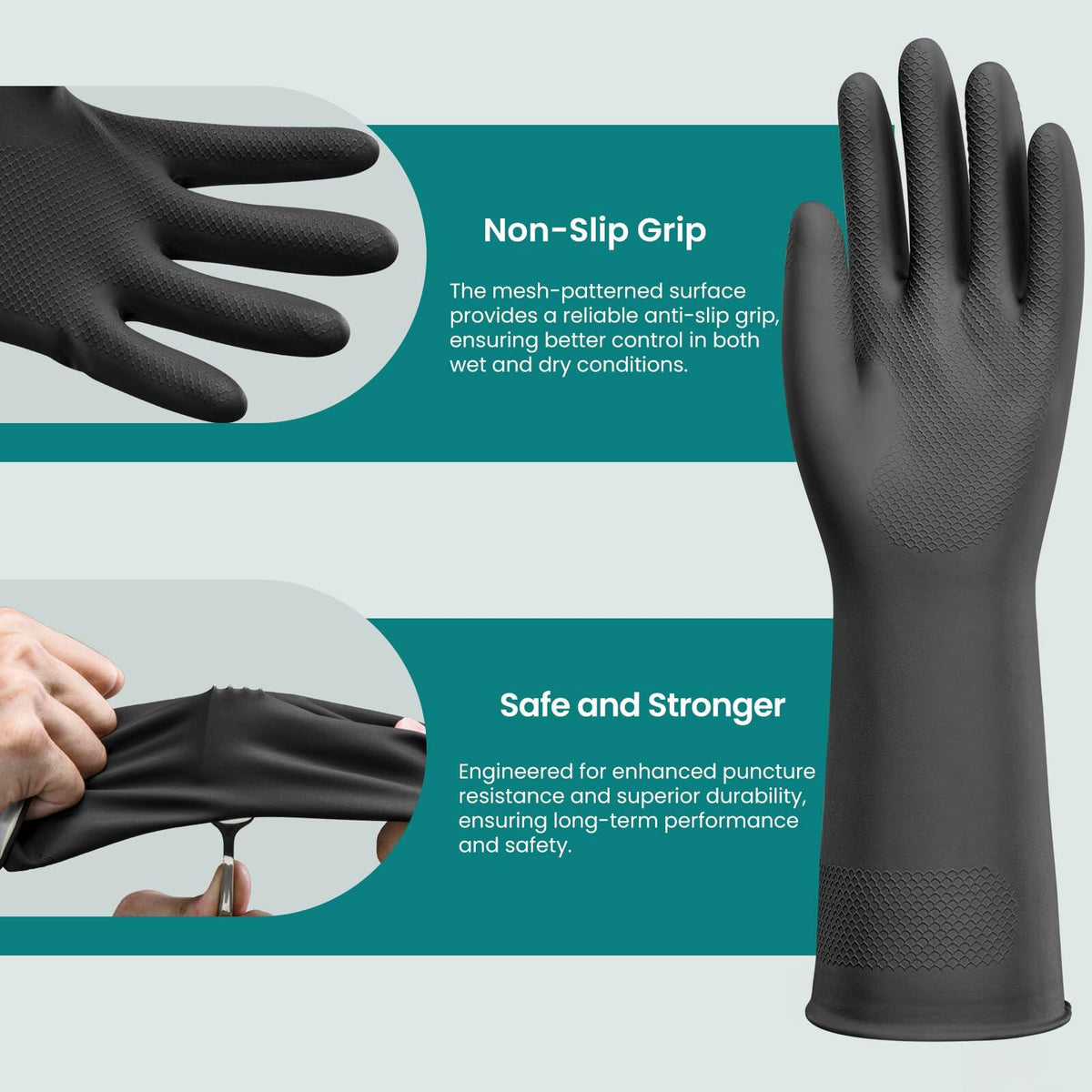 Petacffe Kitchen Cleaning Rubber Gloves Medium Non-Slip Waterproof