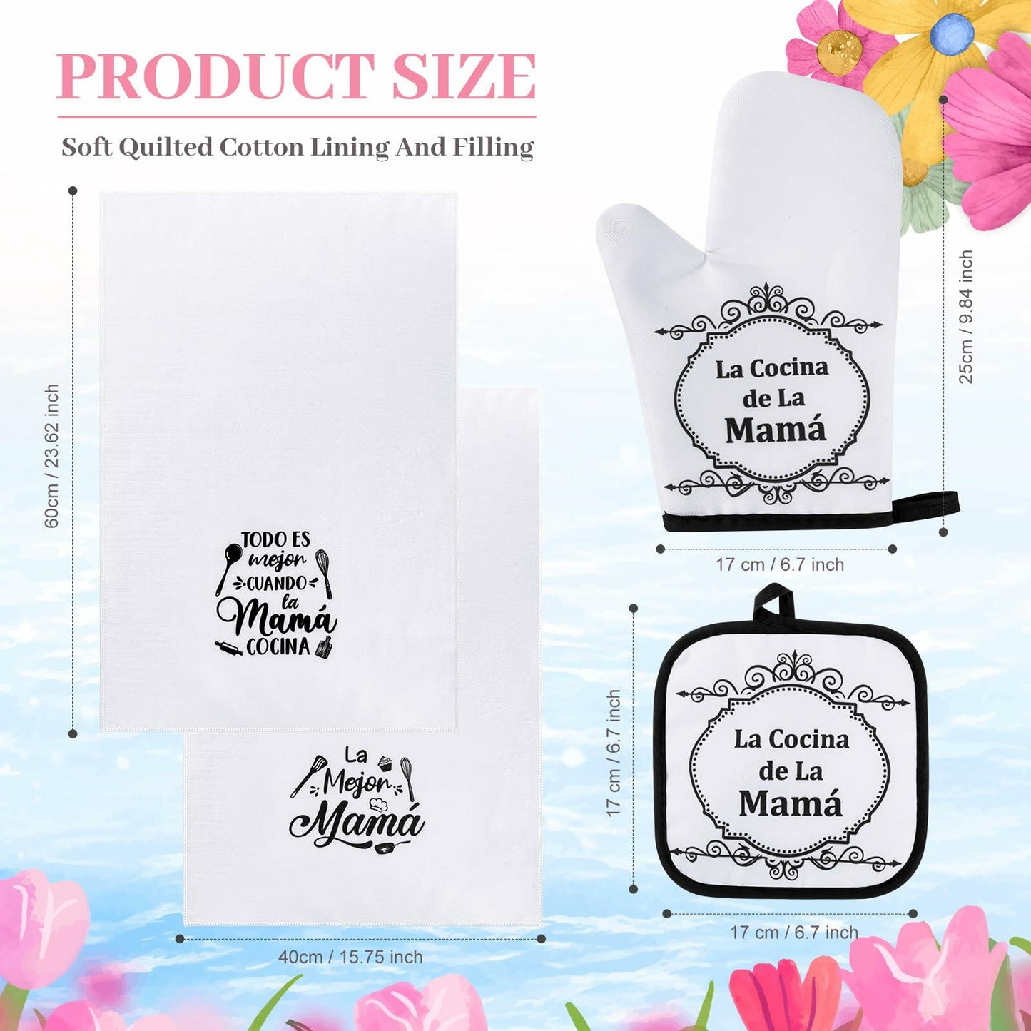 Teenyyou Kitchen Set 5 Pcs Dish Towels Oven Pads Pot Holder Oven Mitt