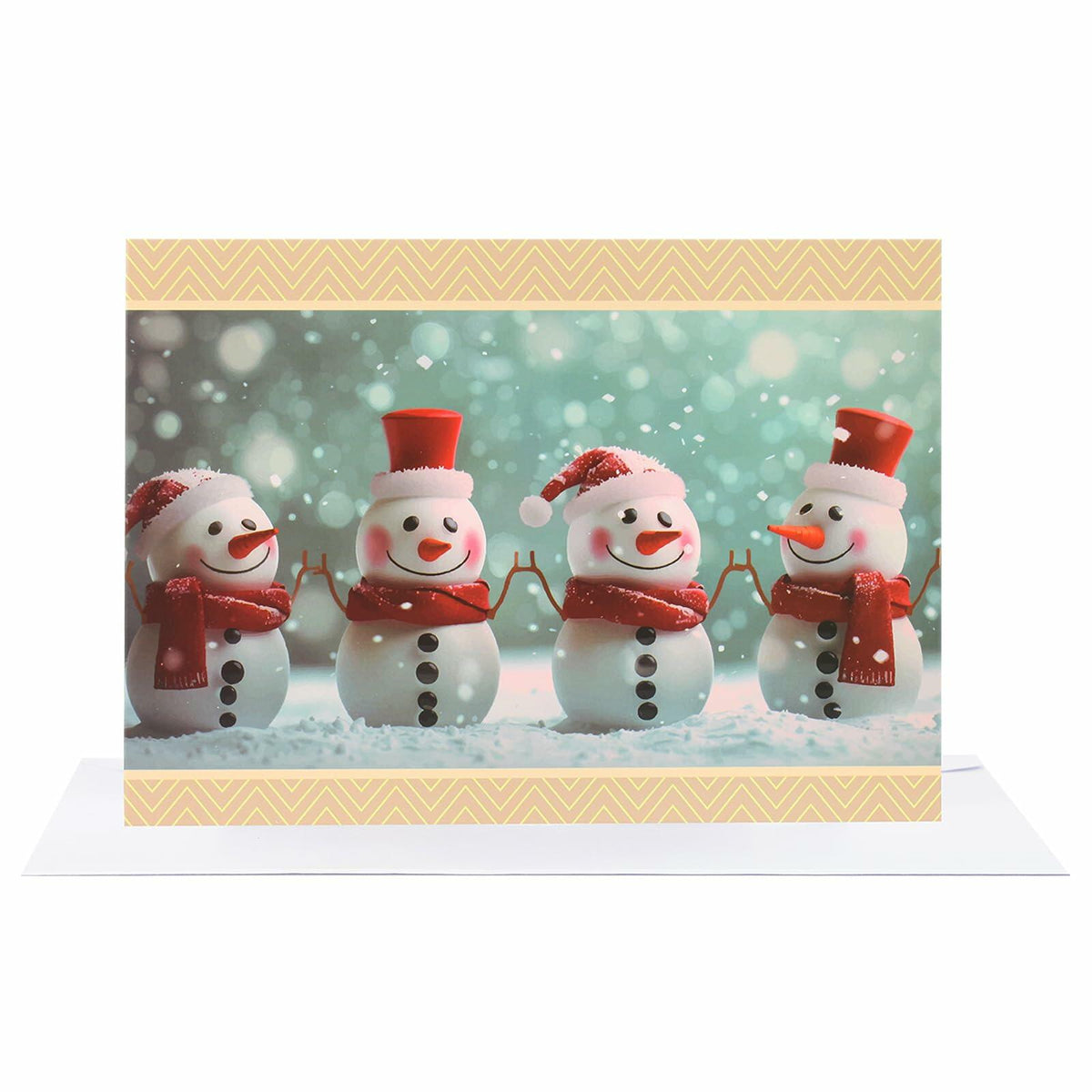 CareGifts Christmas Snowman Card 6x8 Inch 1 PCS with Envelopes Stickers