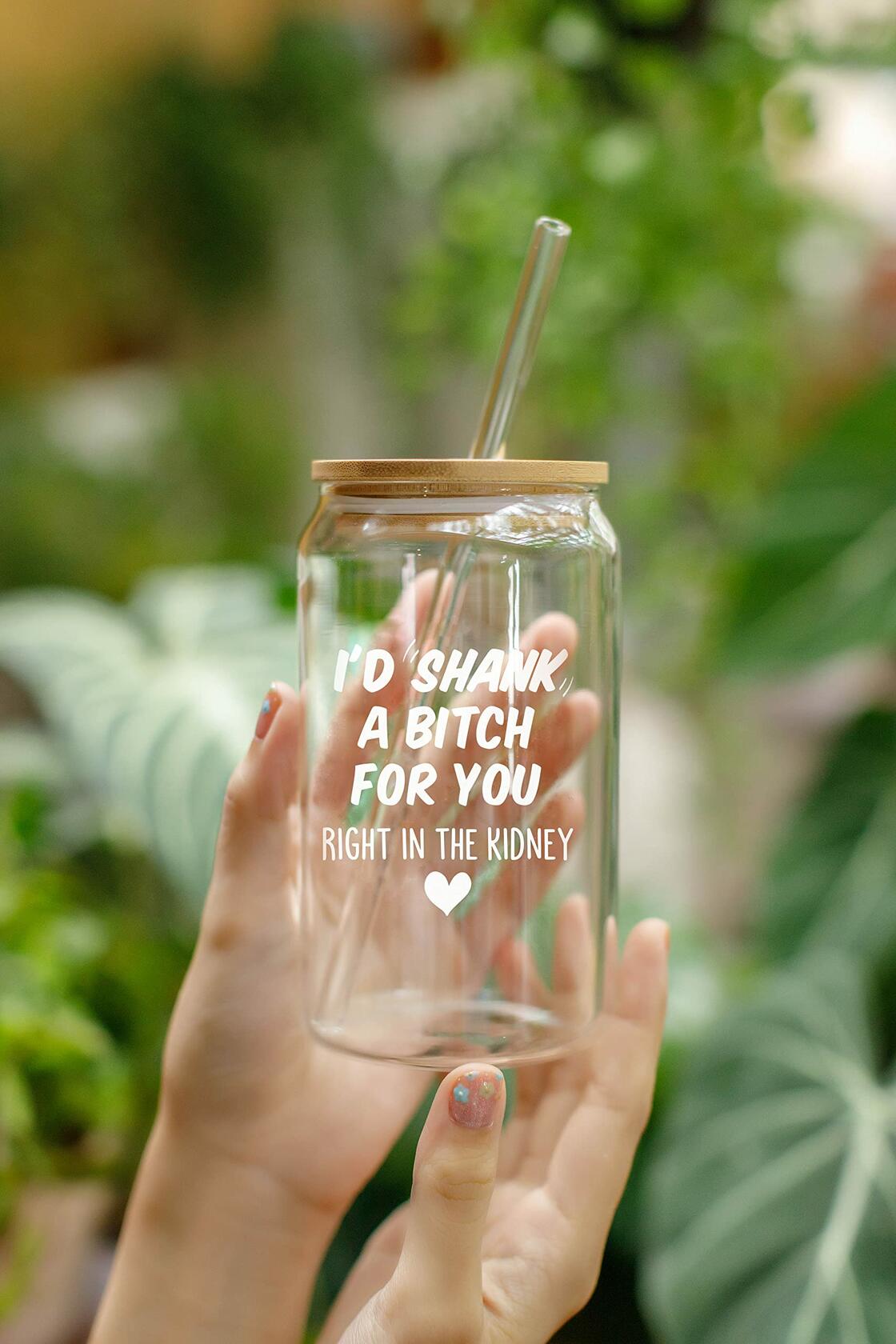 NewEleven Friendship Coffee Glass 16 Oz Gift for Women Female Bestie