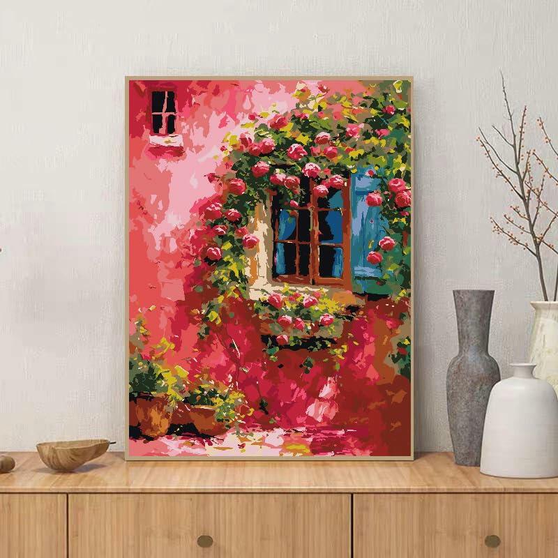ZRIZQ Paint by Number Kit 12x16 Canvas Butterfly Rose Colorful Box