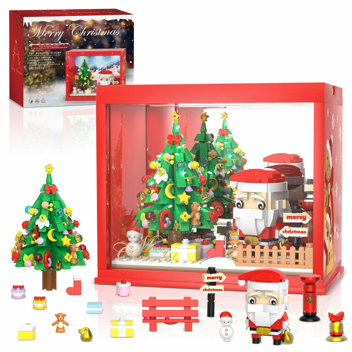 Bestbase Santa Claus Christmas Tree Building Blocks Kit 512pc LED Light