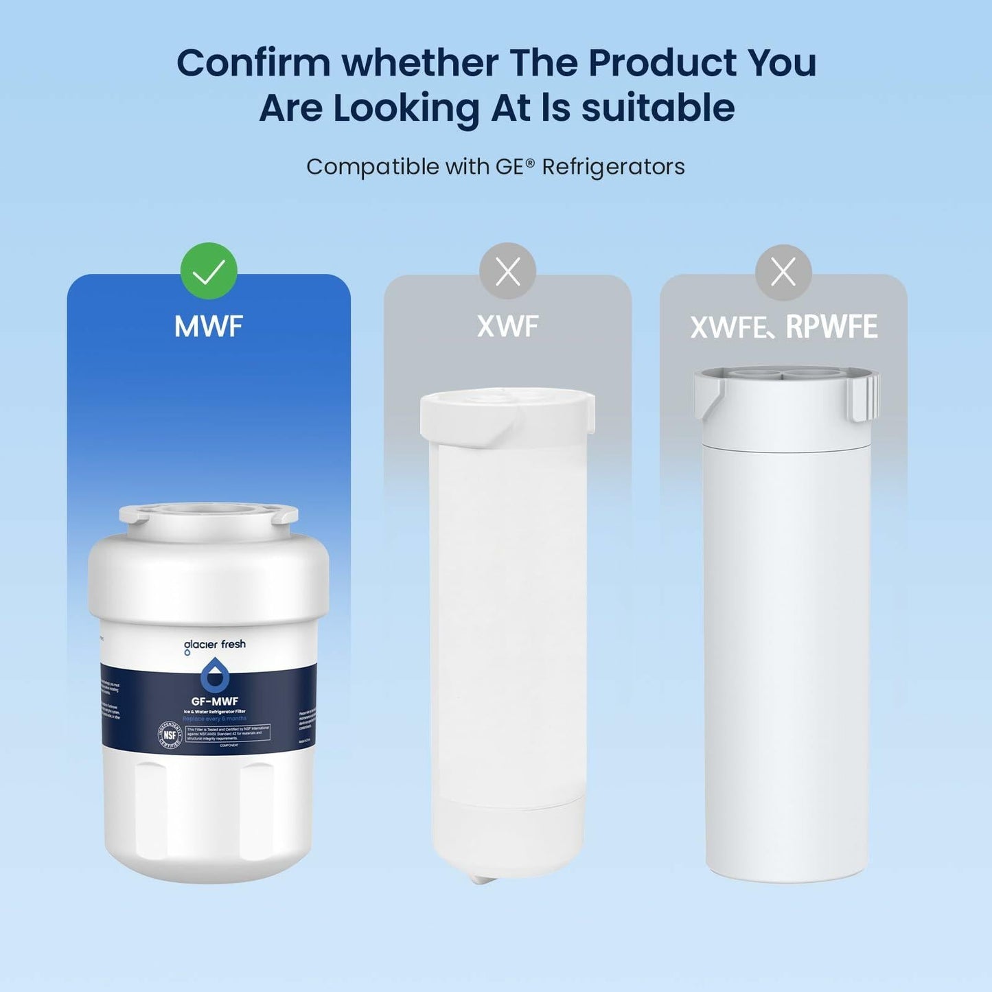 [Like New] GLACIER FRESH Replacement MWF Refrigerator Water Filters 3 Pack SmartWater