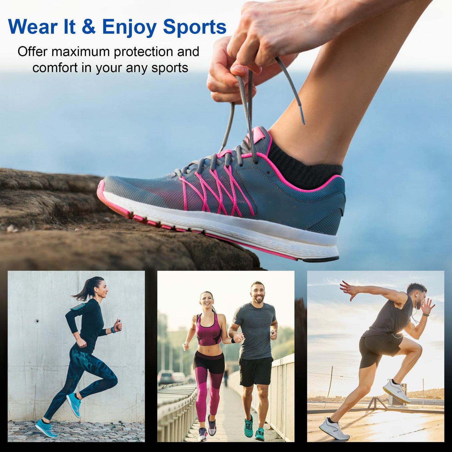 Amutost Womens Athletic Ankle Socks No Show Cushioned 6 Pairs Size M