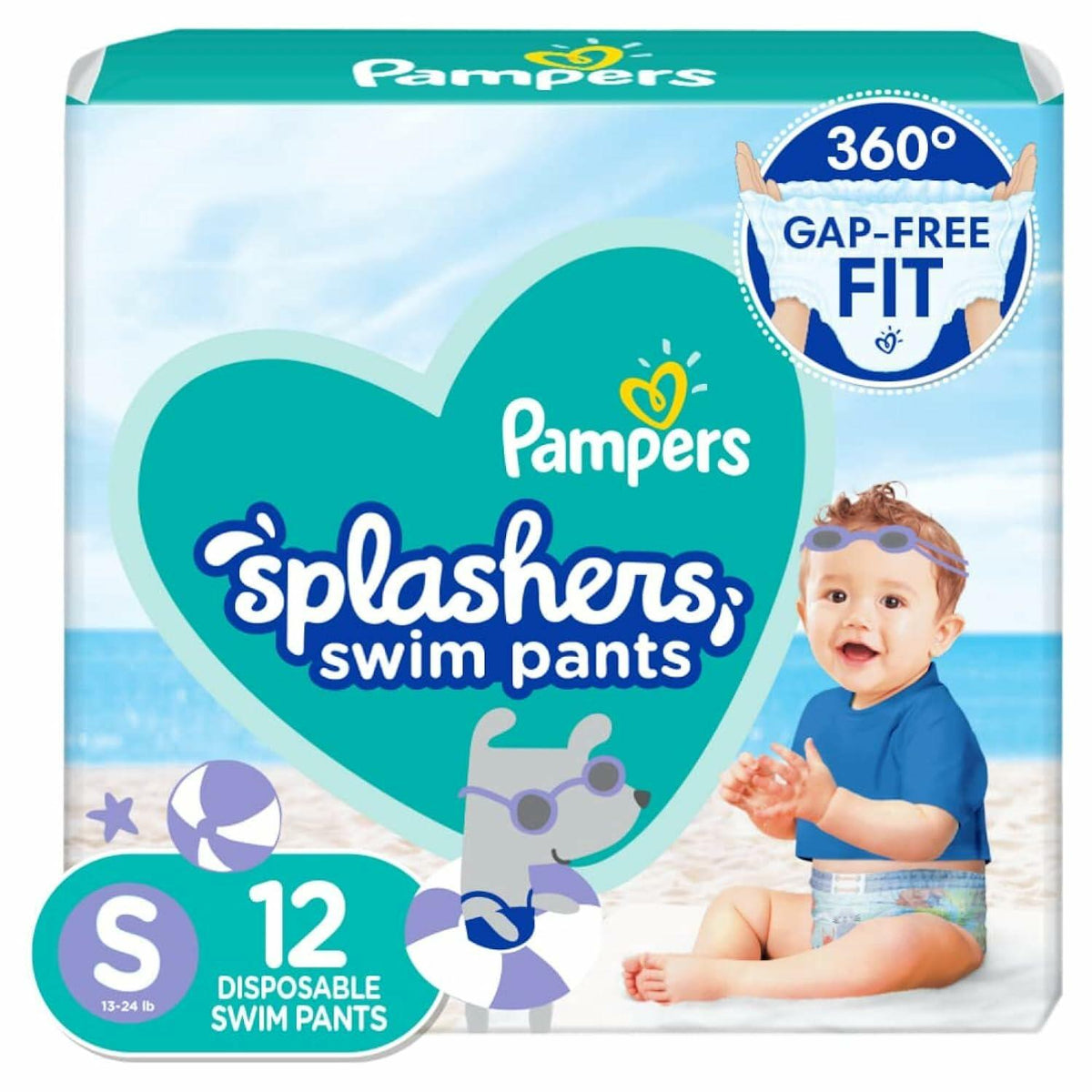 Pampers Splashers Swim Diapers Blue 12 ct Size Small