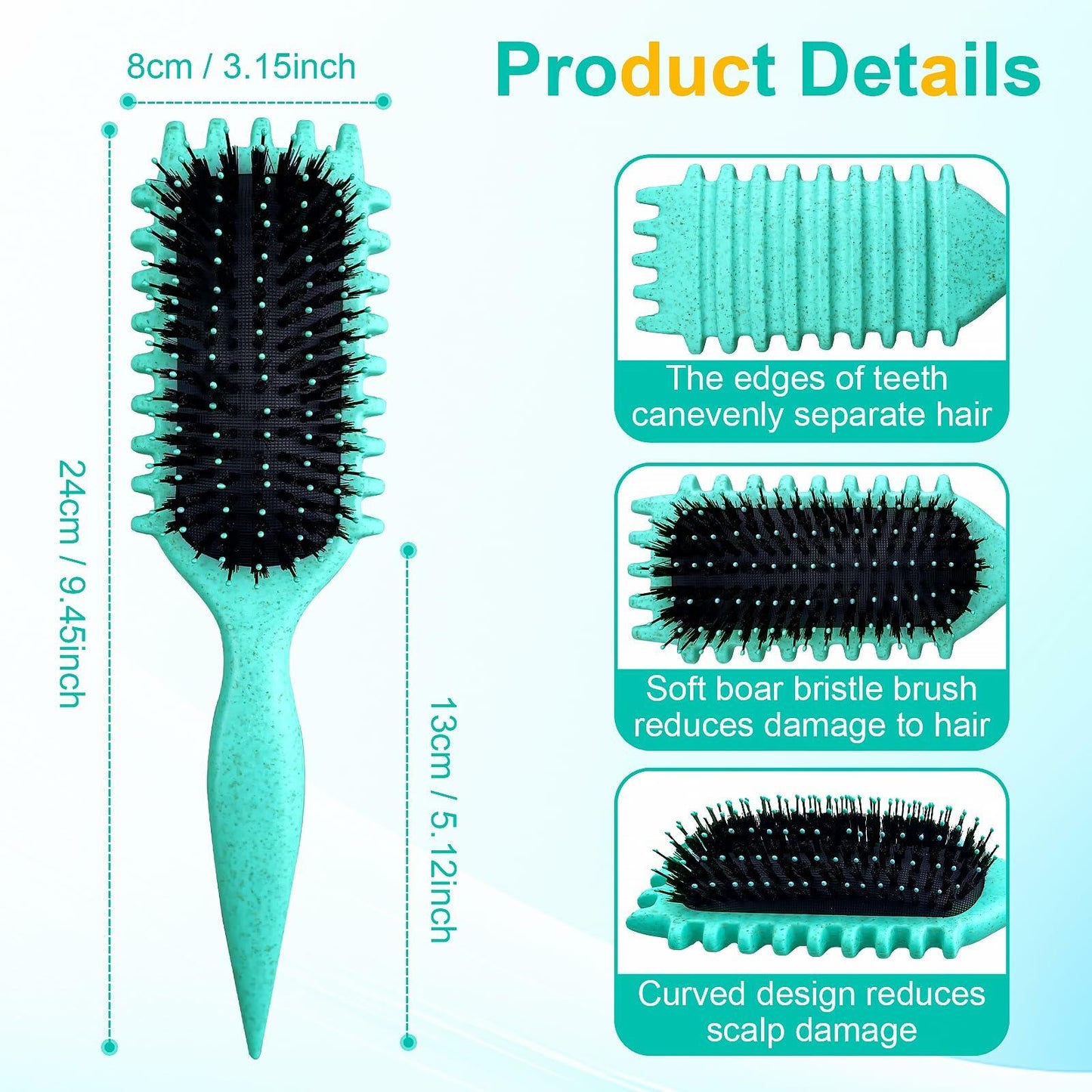 [Like New] Candy Brush Curly Hair Defining Boar Bristle Brush Green