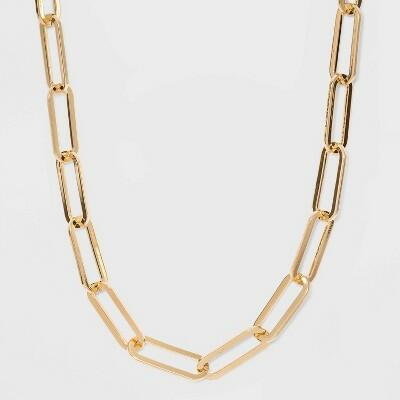 SUGARFIX by BaubleBar Link Chain Statement Necklace-Gold Brass Lobster Claw 8"
