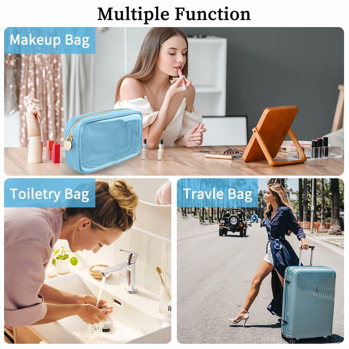 PRRQFJZS Clear Waterproof Makeup Bag Cosmetic Organizer Travel M White