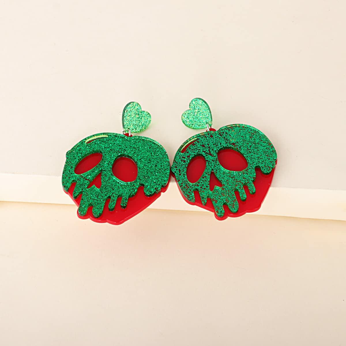 3 Pairs Halloween Horror Skull Earrings acrylic Gothic Skull Pumpkin Earring For