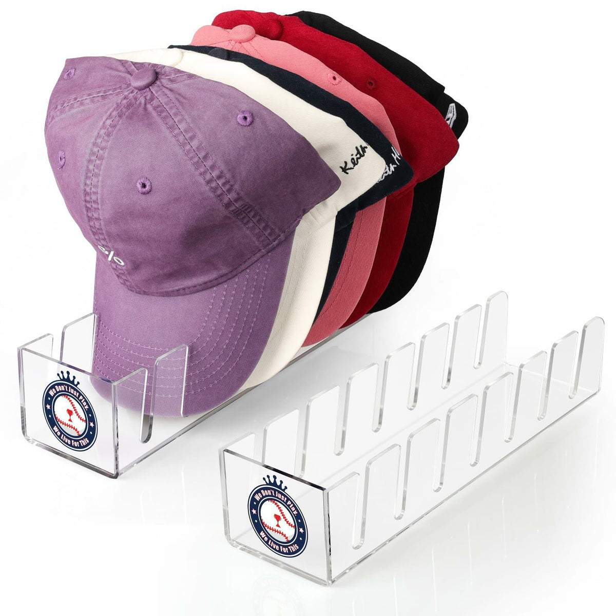 Donkiyana Acrylic Baseball Cap Hat Stand Organizer 14 Caps 2 Pcs Clear