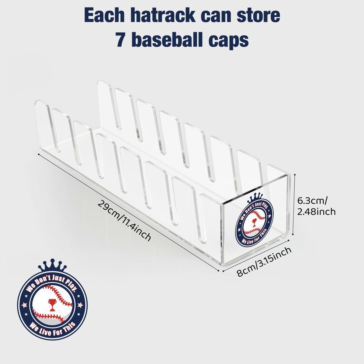 Donkiyana Acrylic Baseball Cap Hat Stand Organizer 14 Caps 2 Pcs Clear
