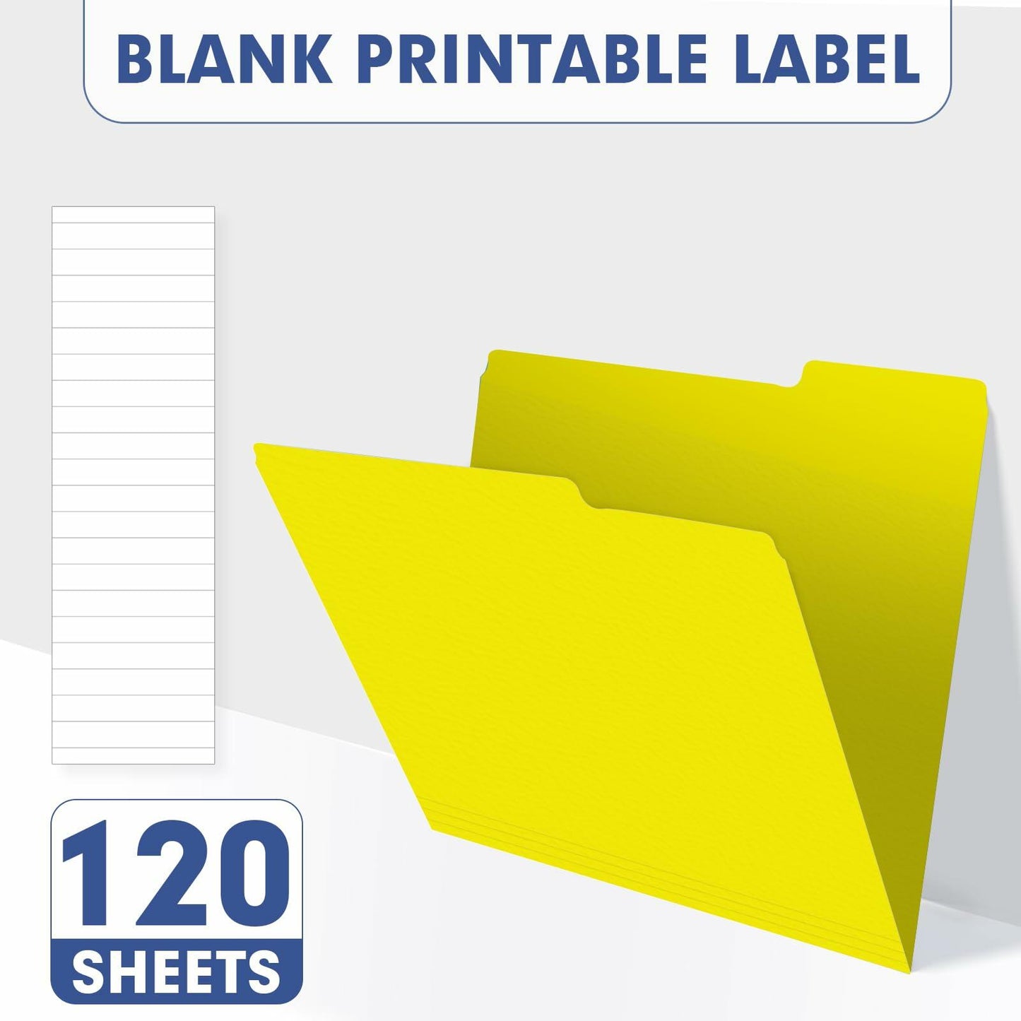 PANDRI File Folder 120 Pack 1/3 Cut Tab Letter Size Yellow
