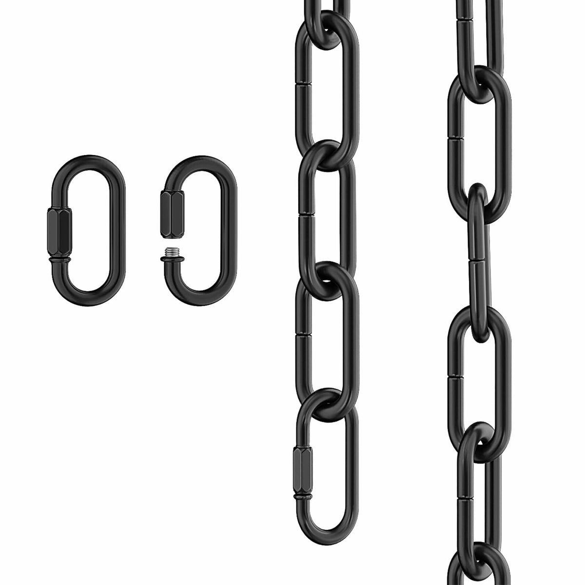 Garini 6ft Industrial Black Metal Light Fixture Chain Pendant Chandelier