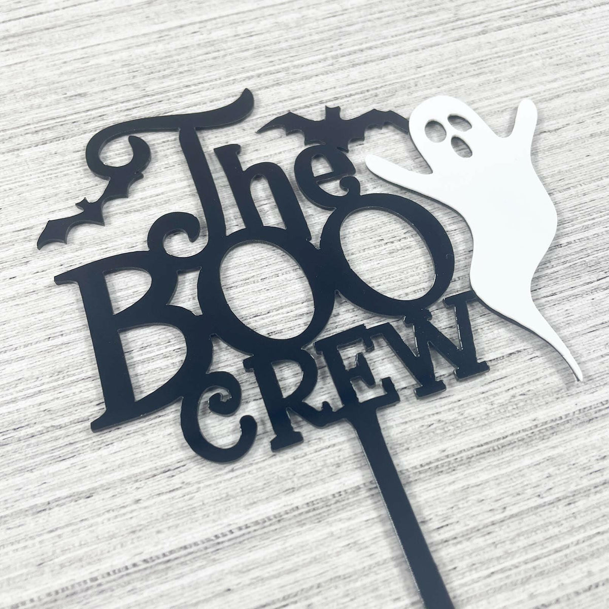JIEEIN The Boo Crew Halloween Cake Topper Black Acrylic 1 Piece