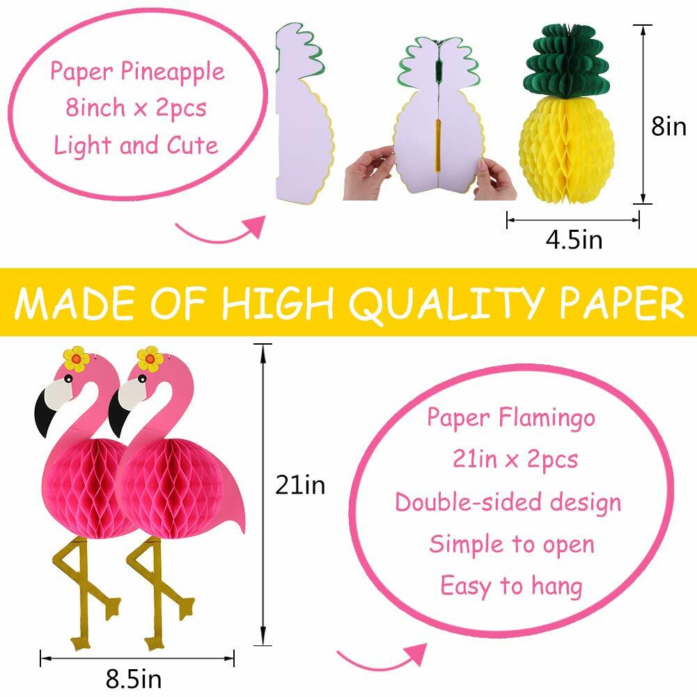 YUNXUAN Flamingo Pineapple Party Decorations Paper Lanterns Fans Pom Poms