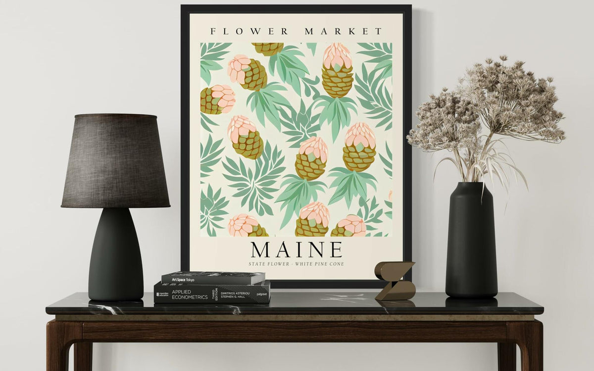 HomeArtPrint Maine Flower Market Botanical Floral Poster 8x10 Unframed