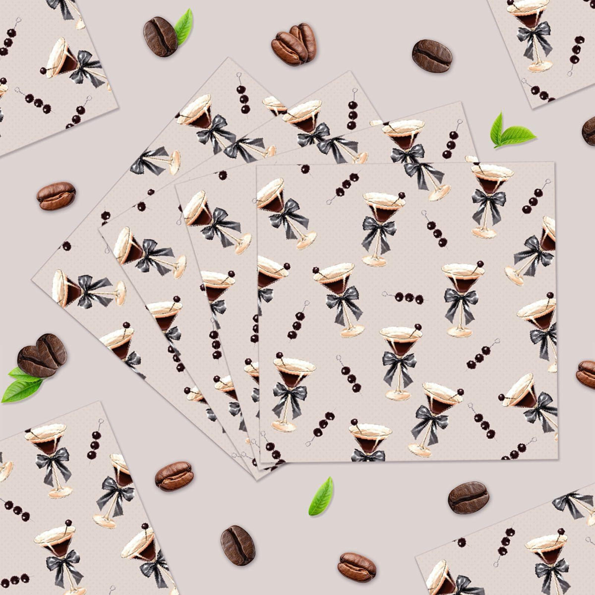 CHUNNIN Espresso Martini Napkins 50 PCS Brown Pink Disposable Paper Party
