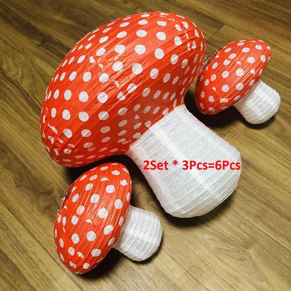 Lotus Mann 6PCS 14" Red Mushroom Lanterns Fairy Tale Party Decor