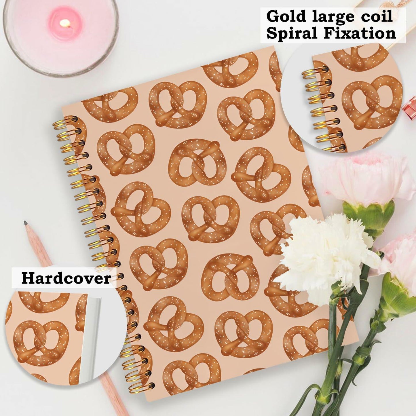 SNNDER Coquette Pink Bow Hardcover Spiral Notebook 5.5x8.3 Inch Pink Journal