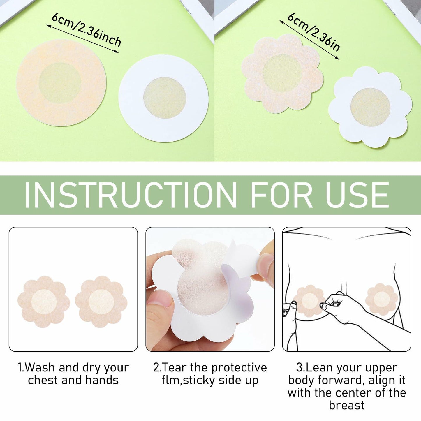 Apausvcm 40 Pcs Nipple Covers Reusable Invisible Breast Lift Pasties Beige
