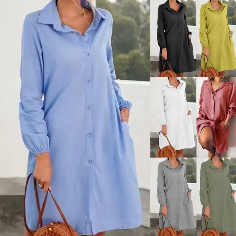 Long Sleeve Solid Color Cardigan and Skirt Set for Women