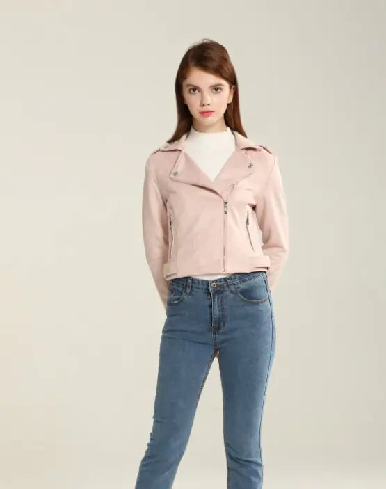 Style Loft Collection Dodge City Vegan Suede Asymmetrical Zipper Jacket
