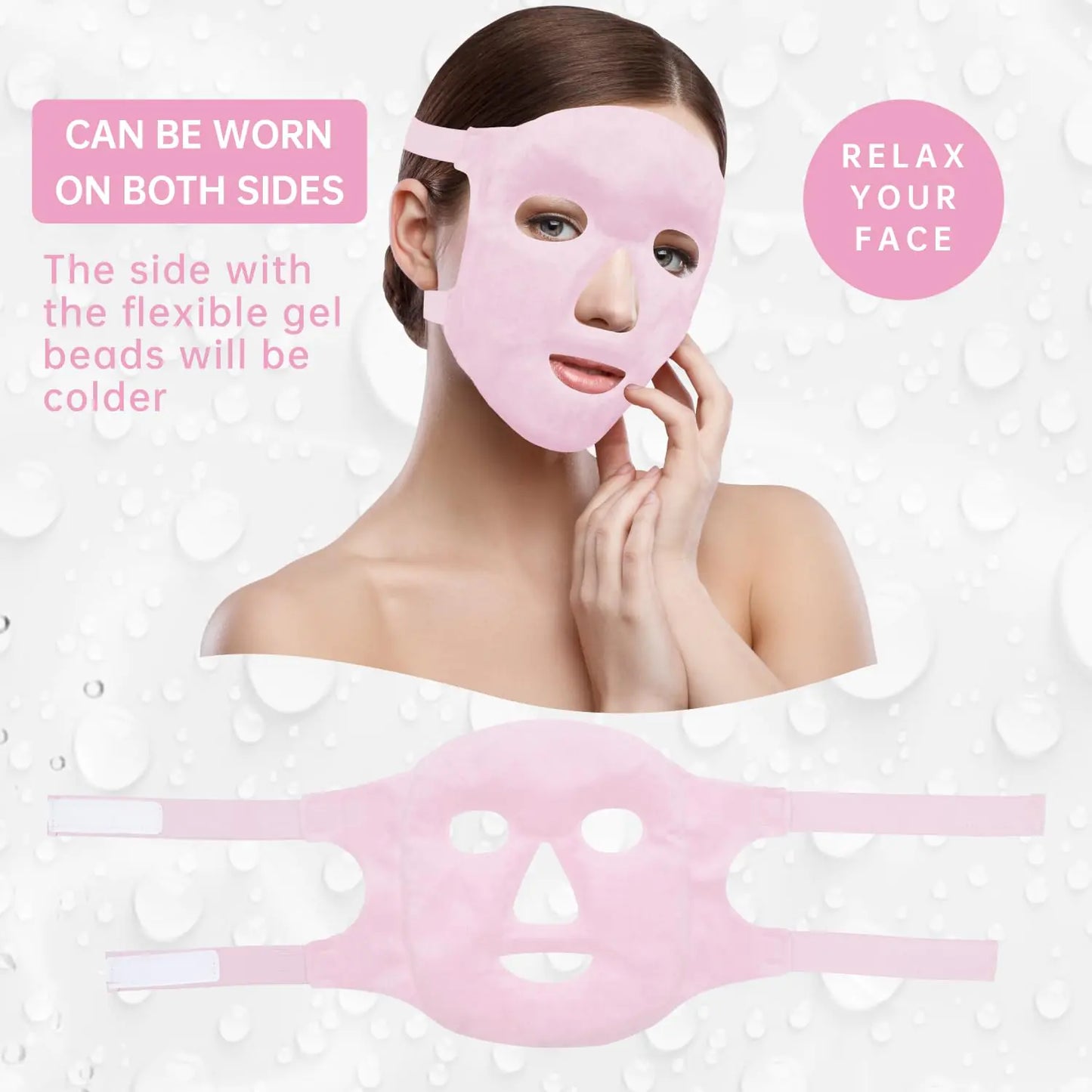 Face Eye Mask Ice Pack for Reducing Puffiness, Bags Under Eyes, Puffy Dark Circles, Migraine,Hot/Cold Pack with Soft Plush Backing (Pink #19) Pink #19