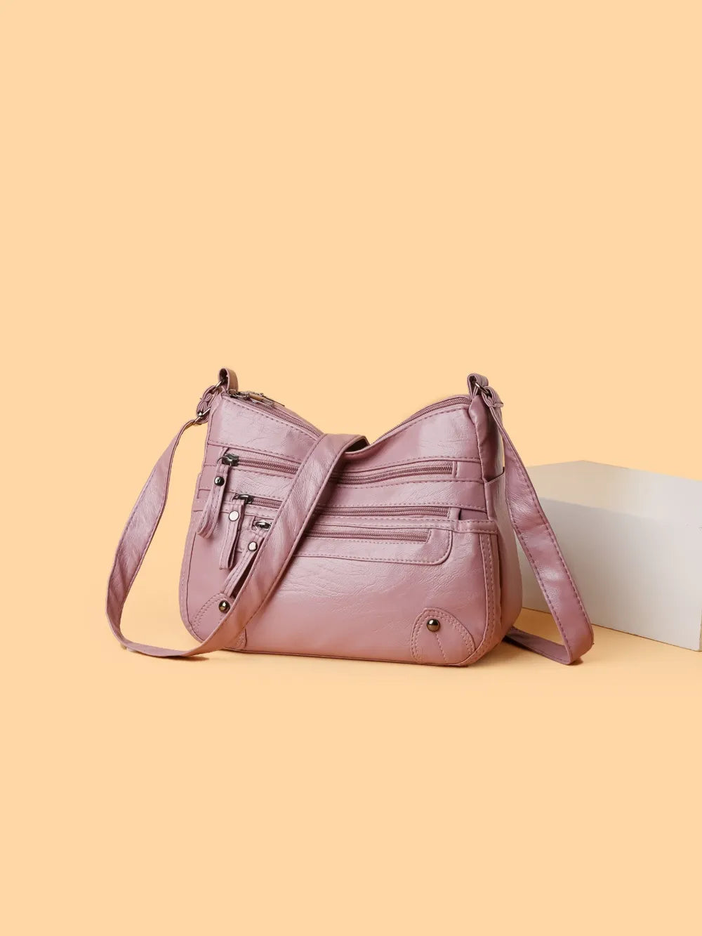 PU Leather Multi Pockets Shoulder Bag