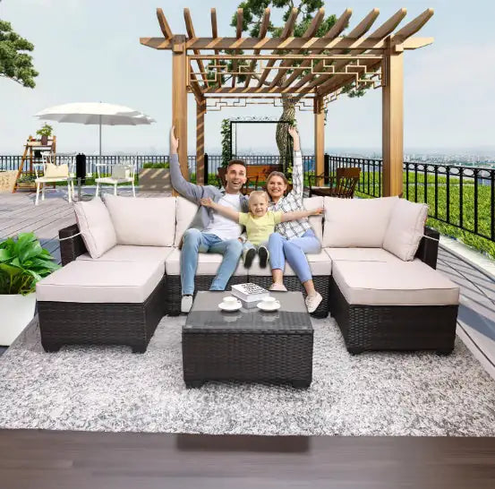 Style Loft Collection Garden Rattan Sofa Set & Coffee Table