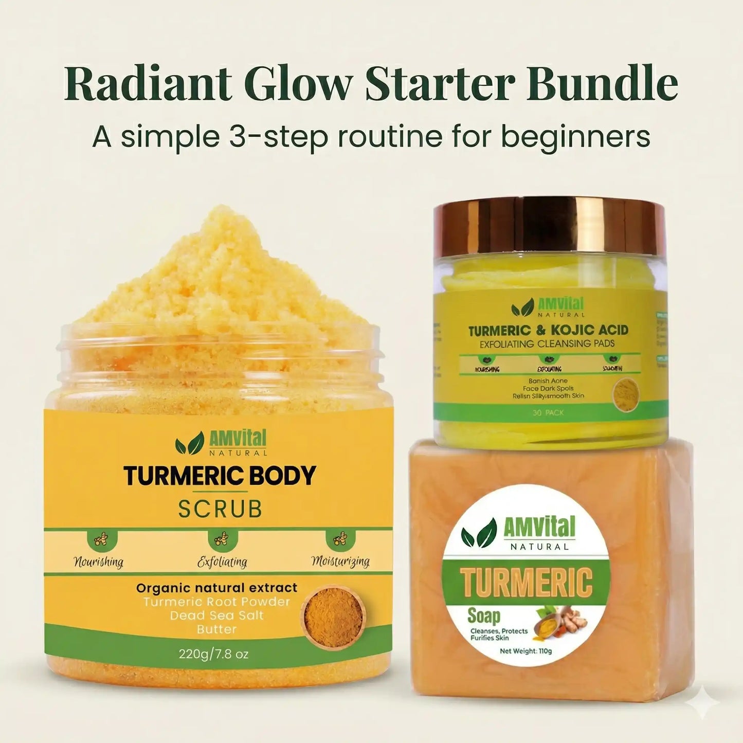 Radiant Glow Starter Bundle | 3-Step Turmeric Routine