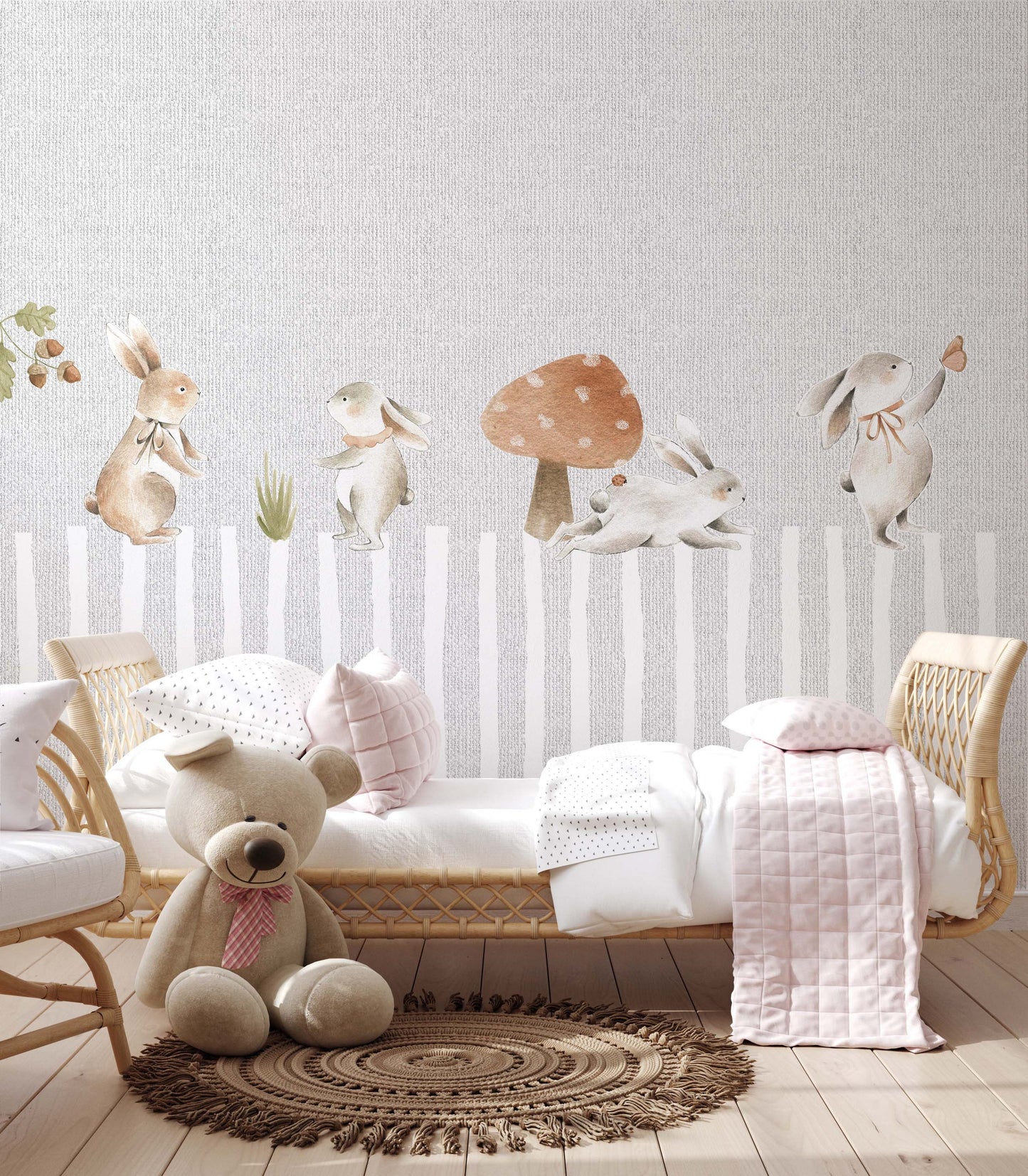 Whimsical Bunny Adventure Mural | Kitchen + Metal