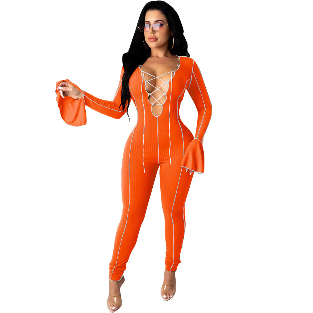 Style Loft Collection Lace Front Bell Sleeve Jumpsuit