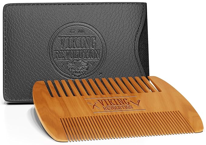 Viking Revolution Wooden Beard Comb & Case, (1pc)