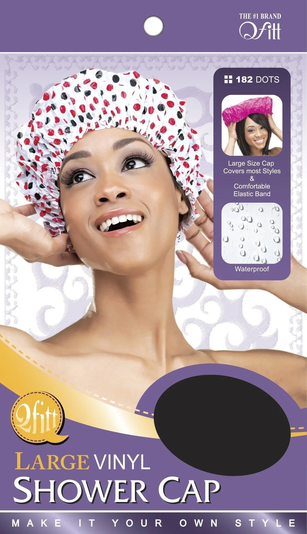 Qfitt Large Vinyl Shower Cap- Dots #182