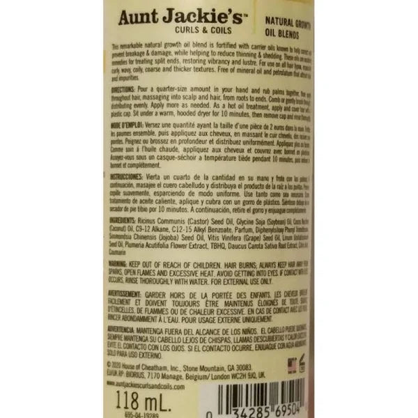 Aunt Jackie's Nourish My Hair Flaxseed & Monoi Oil, 4oz
