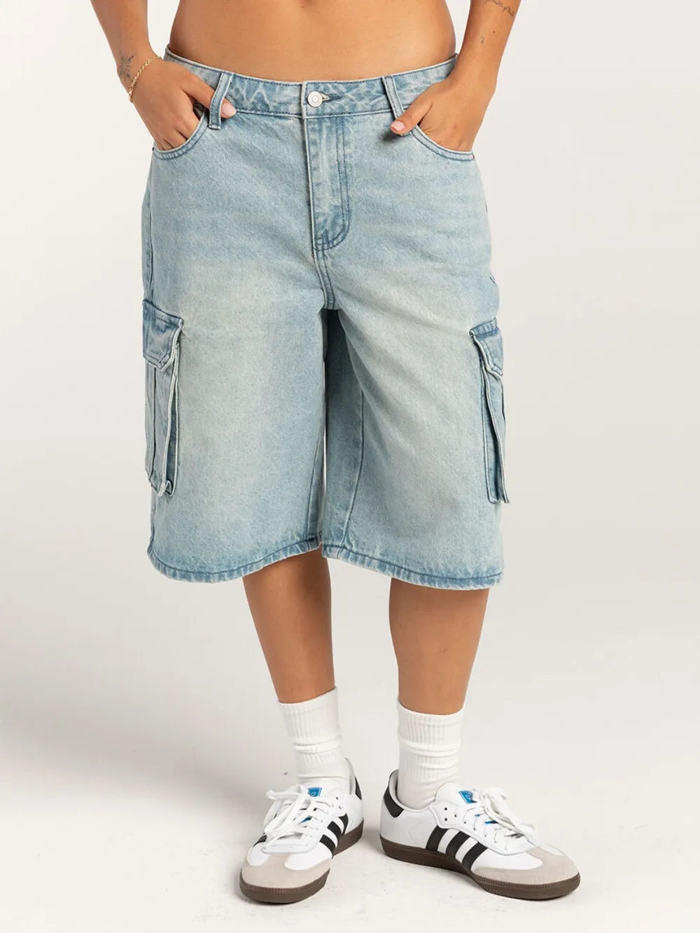 Street trendsetters ordinary washed workwear women's denim straight leg pants