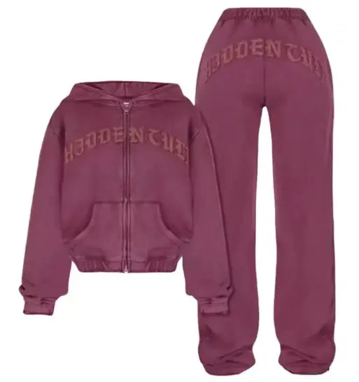 Style Loft Collection Hooded Cropped Sweatshirt And Trousers