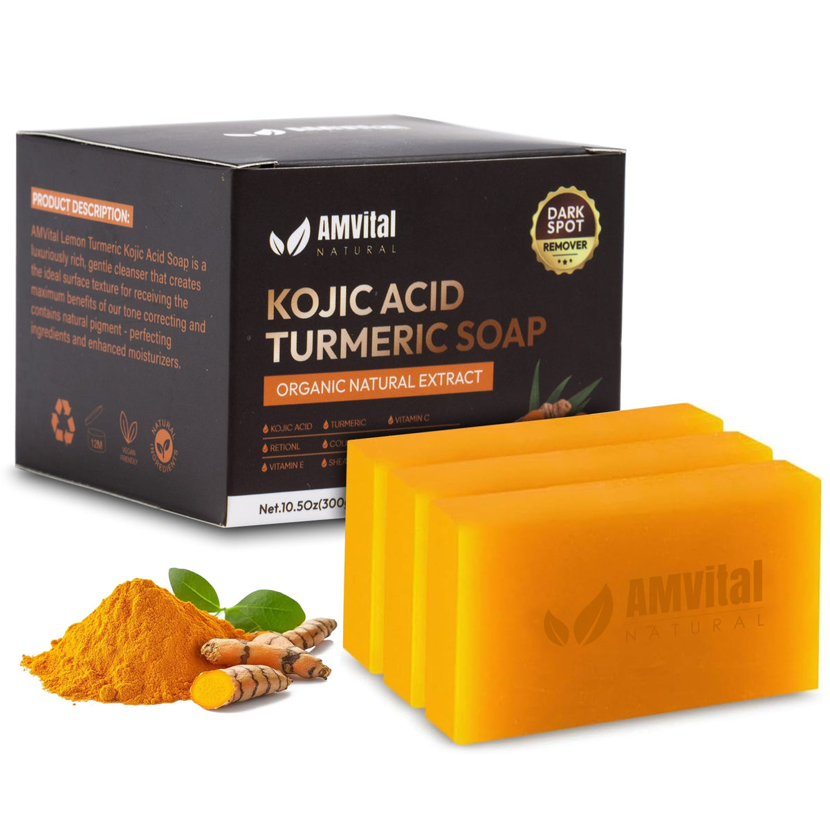 AMVital Turmeric Kojic Acid Soap Bar — Dark Spot & Mark Fading Soap