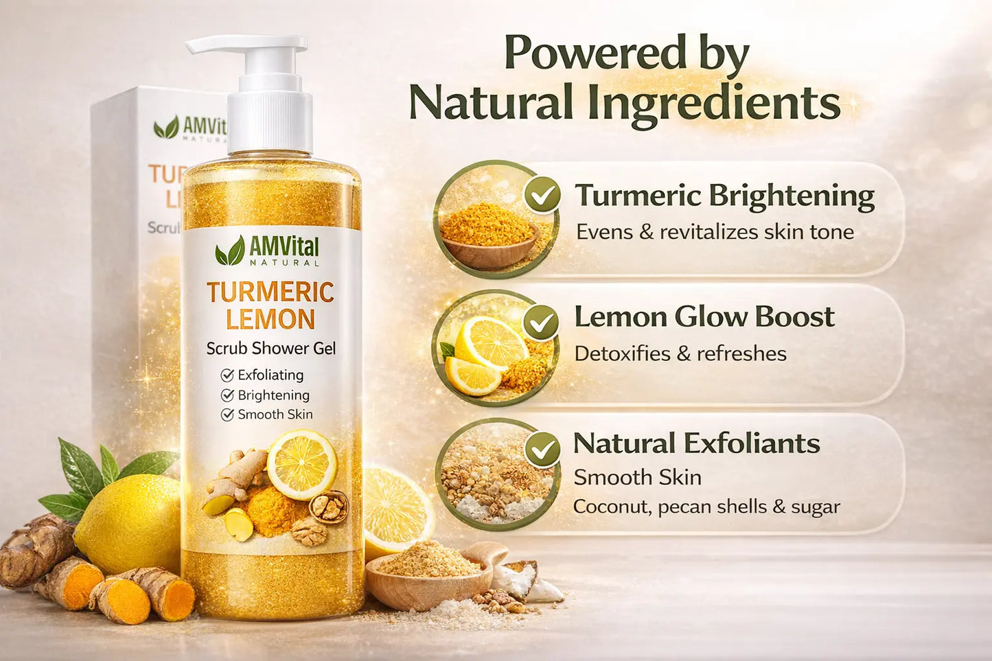 AMVital Turmeric Lemon Scrub Shower Gel