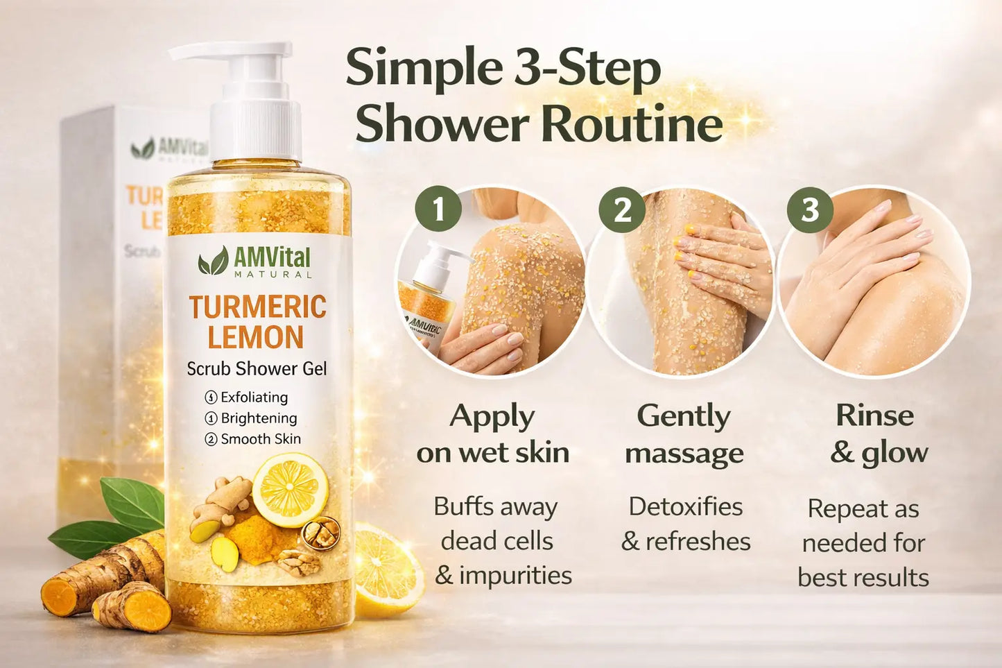 AMVital Turmeric Lemon Scrub Shower Gel