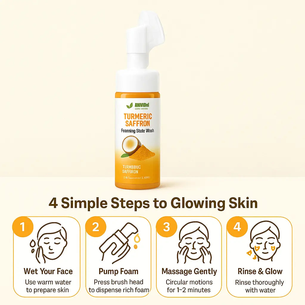 AMVital Turmeric Saffron Foaming Face Wash with Cleansing Brush