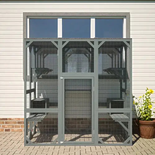 Style Loft Collection Outdoor Wooden Cat Apartment with Jump Platform