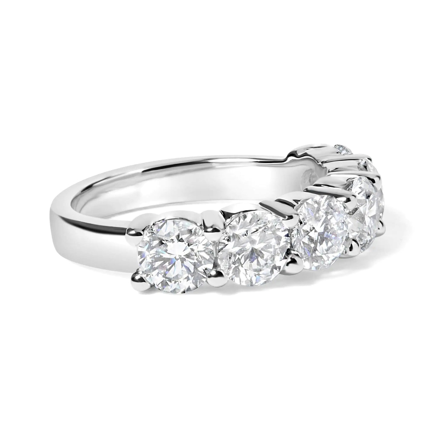 Style Loft Collection Band Ring 14K White Gold 3.0 Ctw Lab-Grown Diamond Shared Prong Set 6 Stone (G-H Color, VS2-SI1 Clarity)